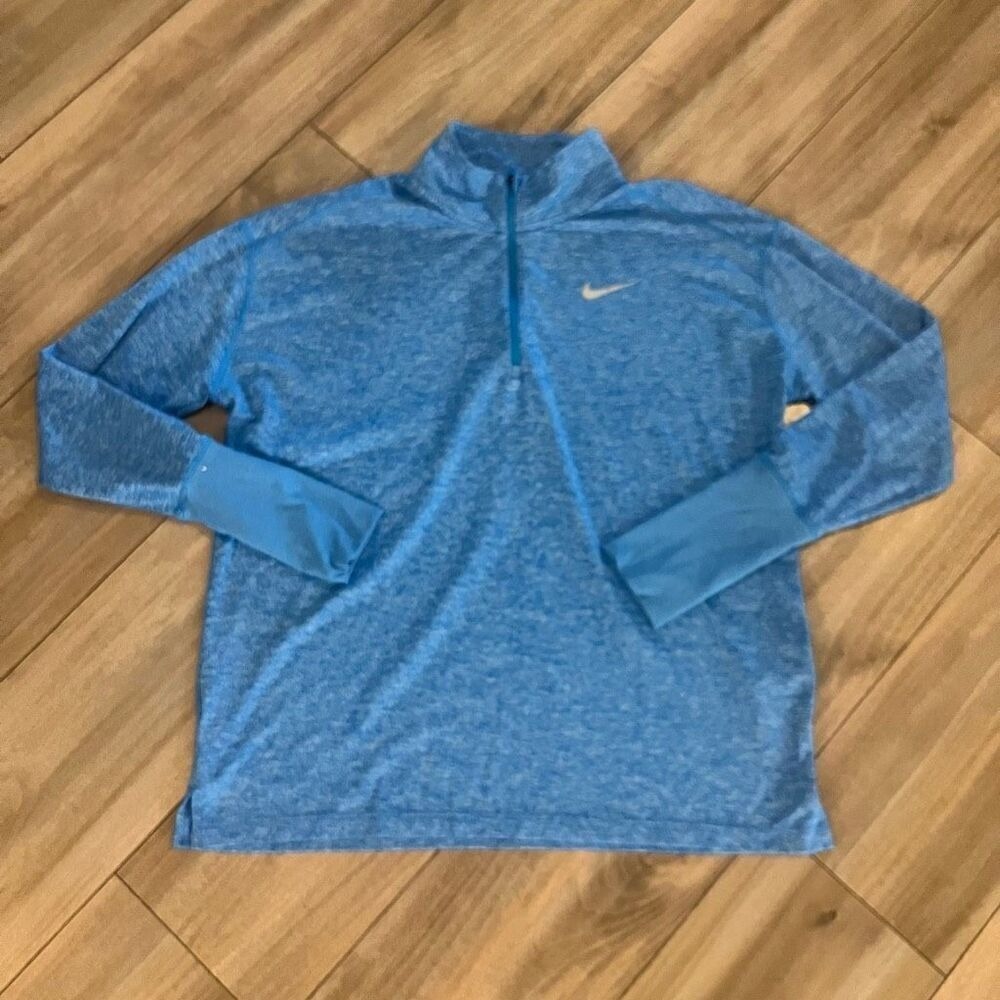 Nike Running Dri-Fit‎ Mens Large Blue Heathered Quarter Zip Pullover Shirt